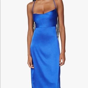 WE WORE WHAT BLUE DRESS SILK